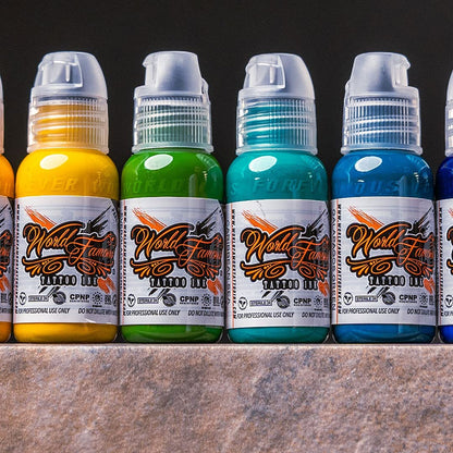 World Famous Tattoo Ink - 12 Primary Color Kit #3 (1 oz each) with White Ink