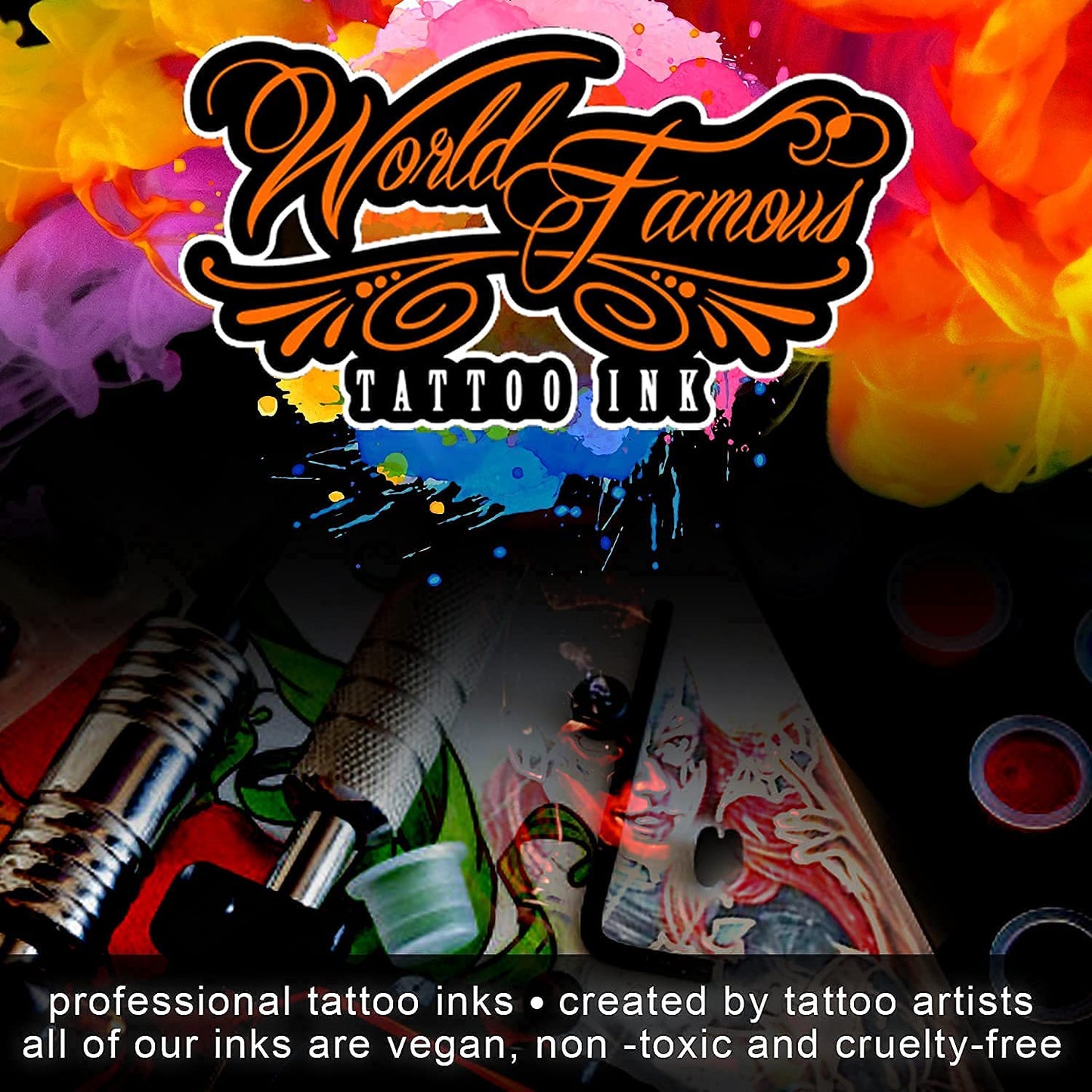 World Famous Tattoo Ink - 12 Primary Color Kit #3 (1 oz each) with White Ink