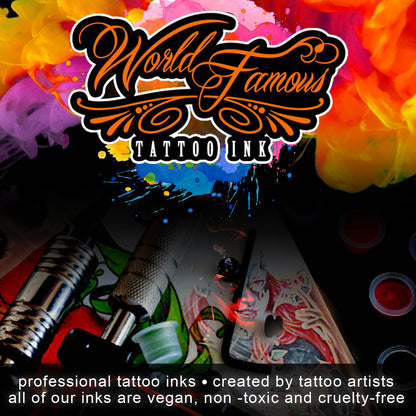 World Famous Tattoo Ink - 12 Primary Color Kit #2 (1 oz Each) | Professional Vegan, Non-Toxic Ink Collection