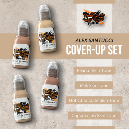 World Famous Tattoo Ink Skintone 4-Count Set – 4 x 1oz Skin Tones for Cover-Ups