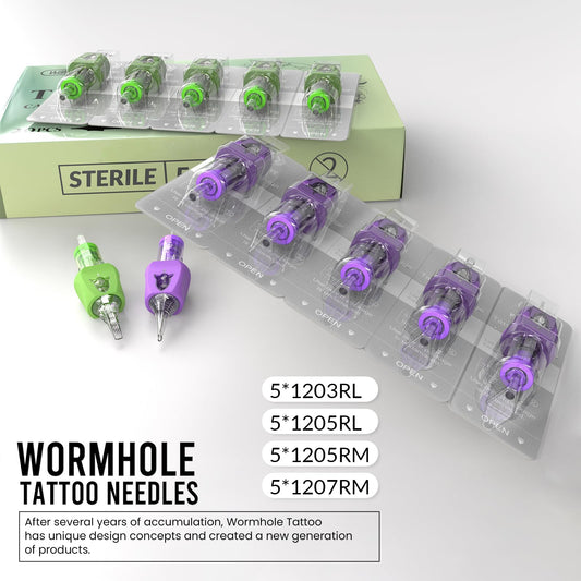 Wormhole Tattoo Cartridge Needles 20pc Mixed Sizes – 3RL 5RL 5RM 7RM, Finger Ledge