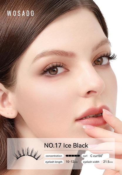 WOSADO Magnetic Eyelashes with Applicator Kit – V17 Ice Black, Glue-Free & Reusable