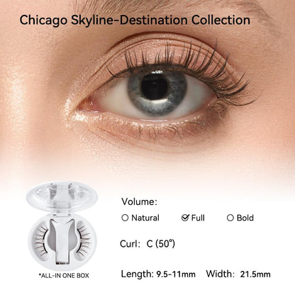 WOSADO Magnetic Eyelashes with Applicator Kit – Glue-Free, Reusable (V27 Chicago Skyline)