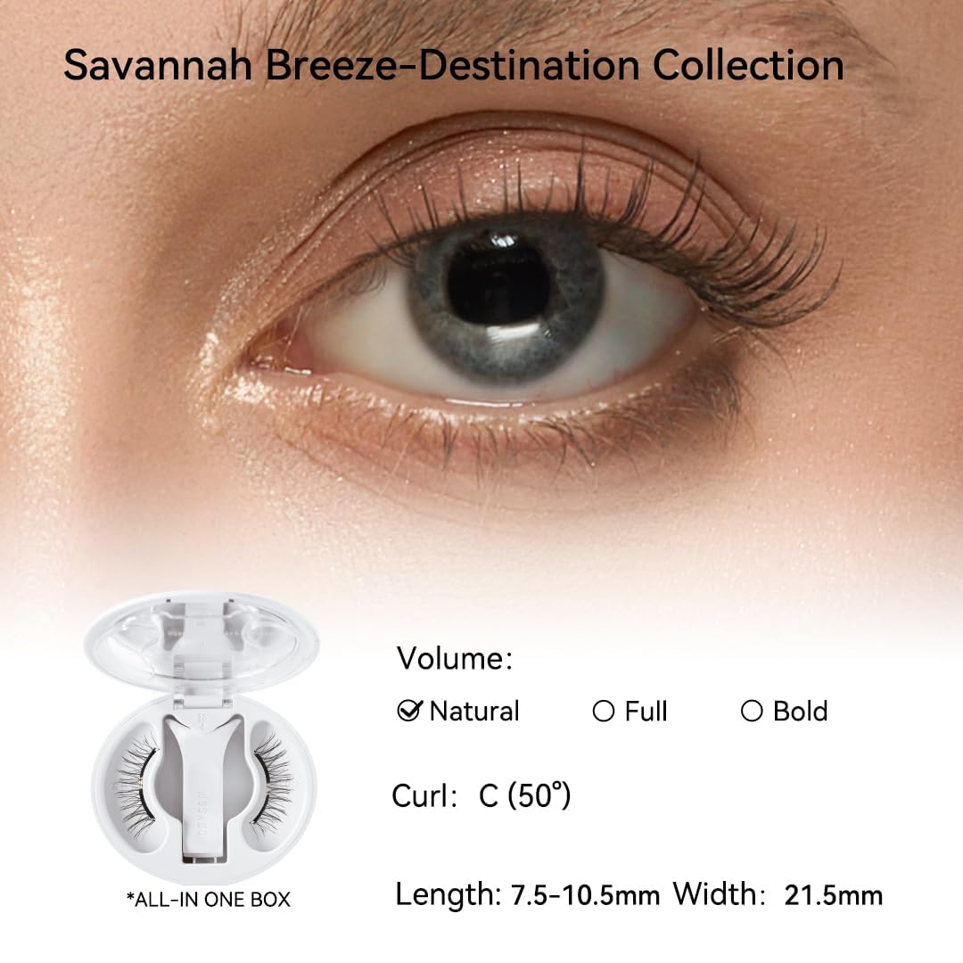 WOSADO Magnetic Eyelashes with Applicator Kit (V26 Savannah Breez) – Reusable, Glue-Free, Waterproof & Lightweight