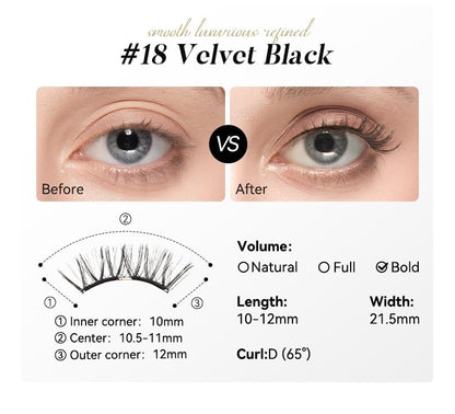 WOSADO Magnetic Eyelashes with Applicator Kit – Velvet Black (V18) | Glue-Free, Reusable