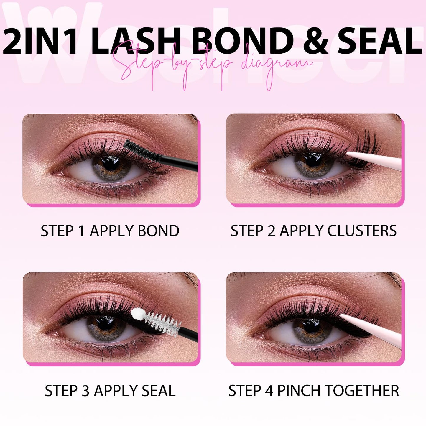 WOSHEER Lash Glue Bond & Seal – Waterproof 2-in-1 for DIY Lash Extensions