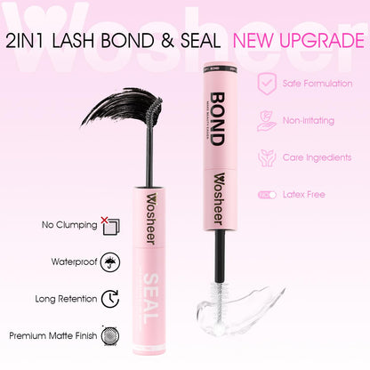 WOSHEER Lash Glue Bond & Seal – Waterproof 2-in-1 for DIY Lash Extensions
