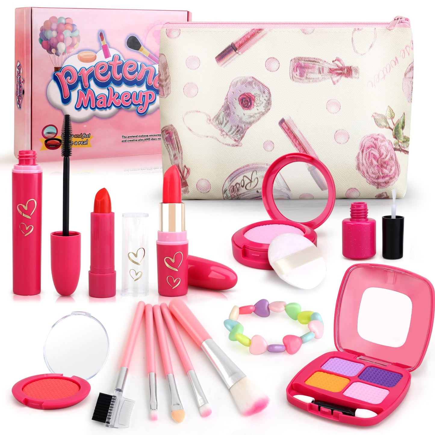 Woumserta Pretend Makeup Kit for Girls 3-7 | Safe, Mess-Free Play Set