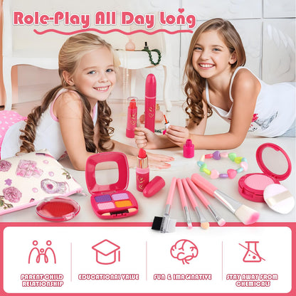 Woumserta Pretend Makeup Kit for Girls 3-7 | Safe, Mess-Free Play Set