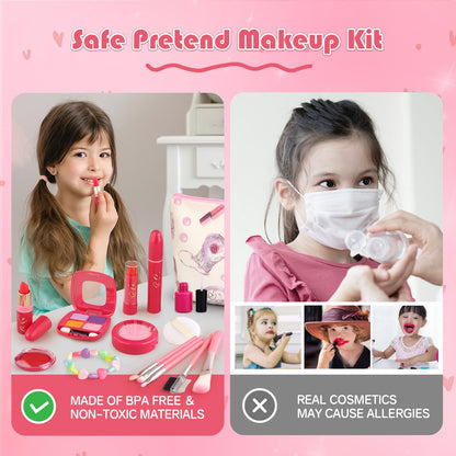 Woumserta Pretend Makeup Kit for Girls 3-7 | Safe, Mess-Free Play Set