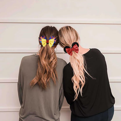 WOVOWOVO Mouse Ear Velvet Scrunchies 2-Pack – Snow White Ears for Women