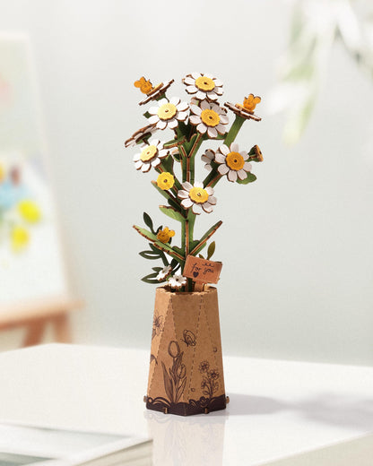 Wowood 3D Chamomile Flower Puzzle for Adults – DIY Wooden Flower Kit