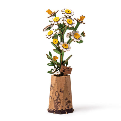 Wowood 3D Chamomile Flower Puzzle for Adults – DIY Wooden Flower Kit