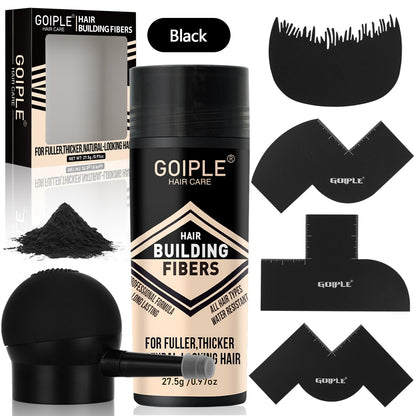 WOZUTUNT Hair Thickening Fibers & Pump Set – Hairline Enhancer & Volumizing Spray (Black)