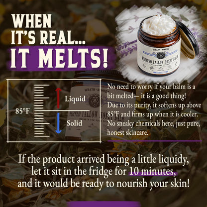 Wrath & Remedy Organic Beef Tallow with Lavender – 4 oz | Grass-Fed, US-Made Balm for Face & Body