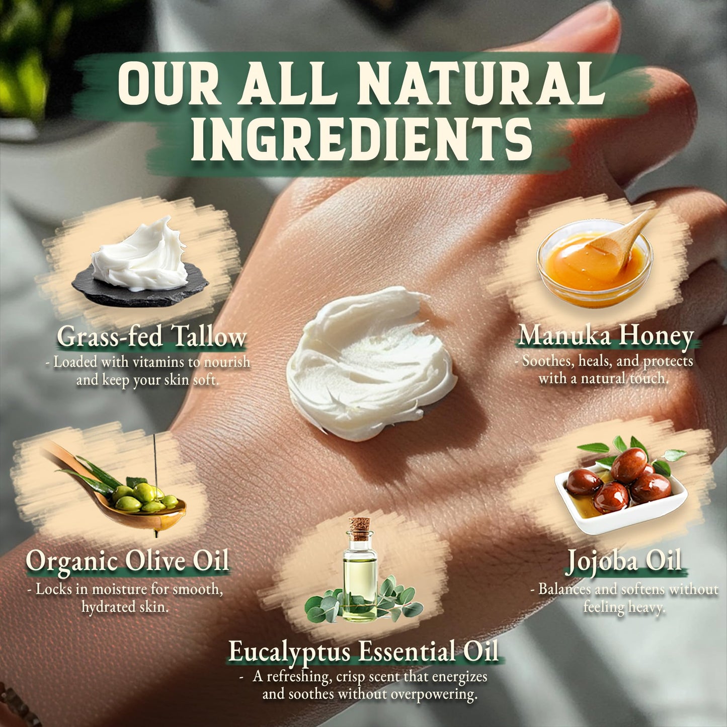 Wrath & Remedy Organic Beef Tallow Balm – 4 oz (Eucalyptus) | Grass-Fed, USA-Made
