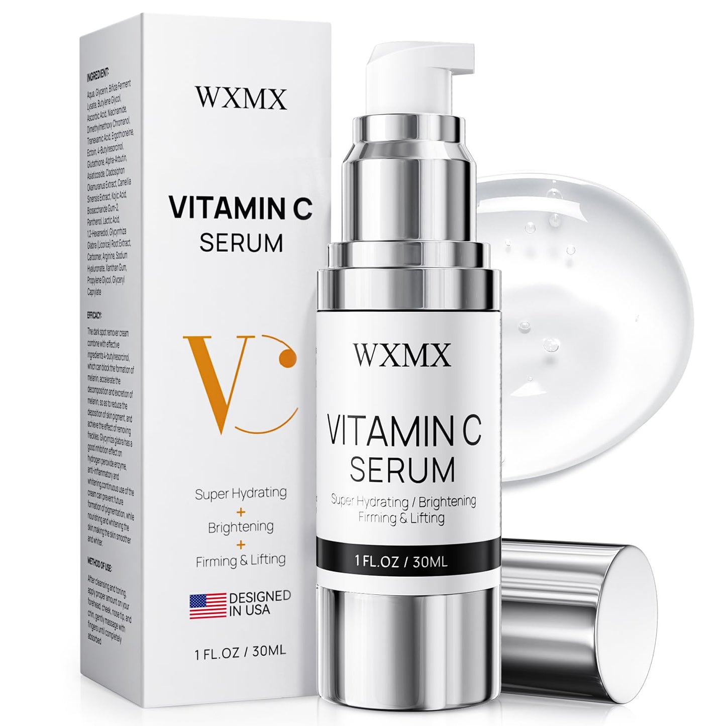 WXMX Super C Serum for Mature Skin | Hydrating Vitamin C + Hyaluronic Acid | 1 fl oz