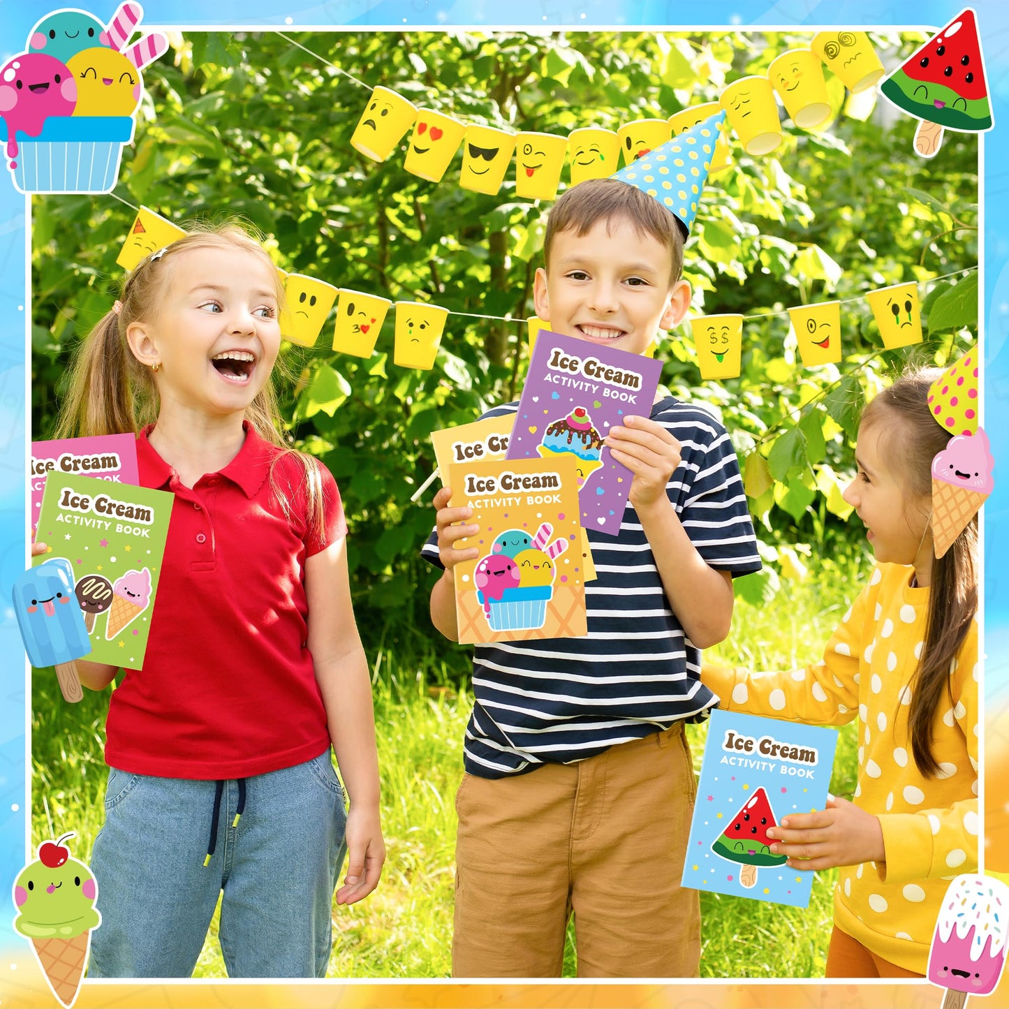 X1zuue Ice Cream Activity Books for Kids – 24-Piece Set with Mazes, Word Puzzles & Coloring | Party Favors