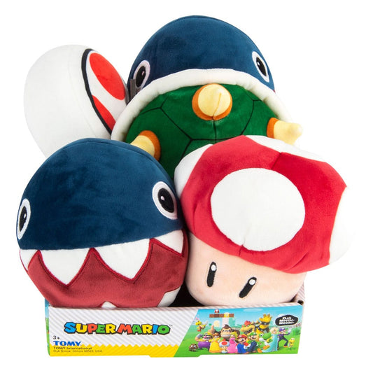 Mario Kart Mocchi-Mocchi Plush Figures 15cm - Chain Dog, Toad, Green Shell, Red Toad