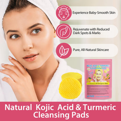 Xaarty 2Pack Turmeric Kojic Acid Cleansing Pads – Balance Oil & Hydration, Exfoliate & Refresh, 80 PCS