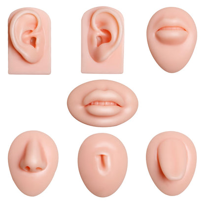 Xcake Lcook Silicone Piercing Practice Model Set – 7 Pcs for Mouth, Nose, Ear, Tongue, Belly Button