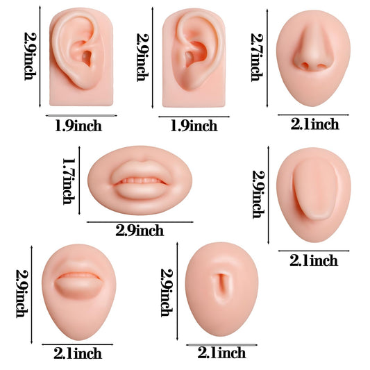 Xcake Lcook Silicone Piercing Practice Model Set – 7 Pcs for Mouth, Nose, Ear, Tongue, Belly Button