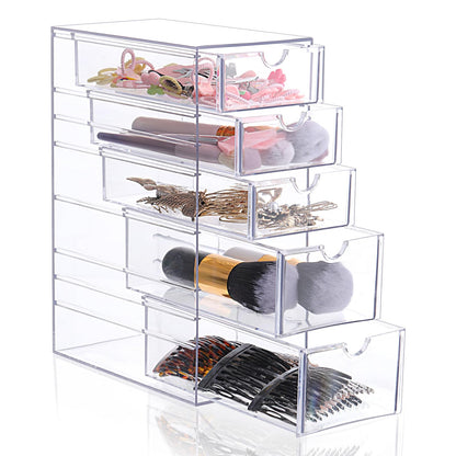 Xelsluthe 5-Drawer Clear Acrylic Hair Accessories Organizer – Spacious 25.5 x 17.5 x 10.5 cm