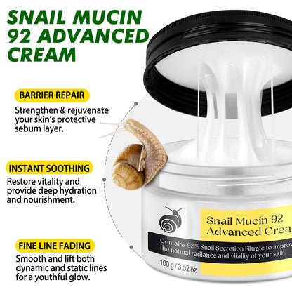 XIAMOFUZHOU Snail Mucin 92% Repair Serum Cream – Hydrating Face Moisturizer