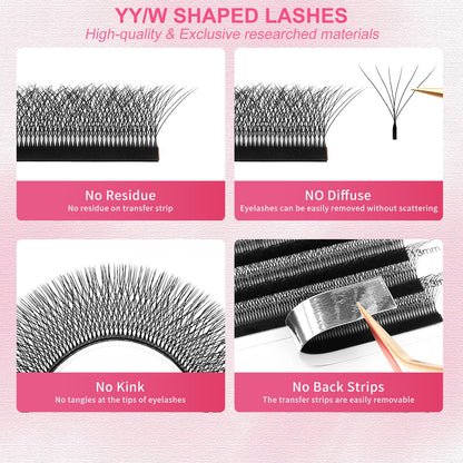 XIUSUZAKI Lash Extensions 6D W-6D 0.07mm Matte Black — Mixed 8-15mm Volume Lashes (Professional Use)