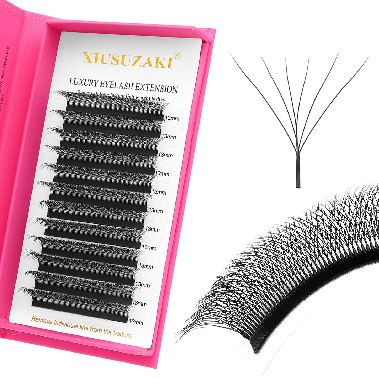 XIUSUZAKI Lash Extensions 6D W-6D 0.07mm Matte Black — Mixed 8-15mm Volume Lashes (Professional Use)