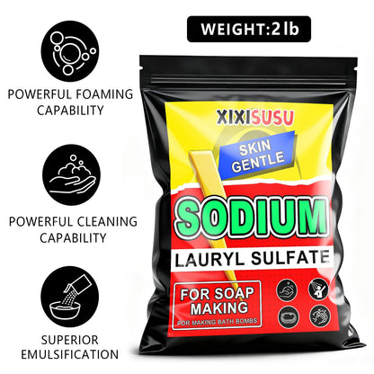 XIXISUSU SLSA Powder 99% Pure — Sodium Lauryl Sulfoacetate for Shampoo, Toothpaste & Cleaners (2 lb)