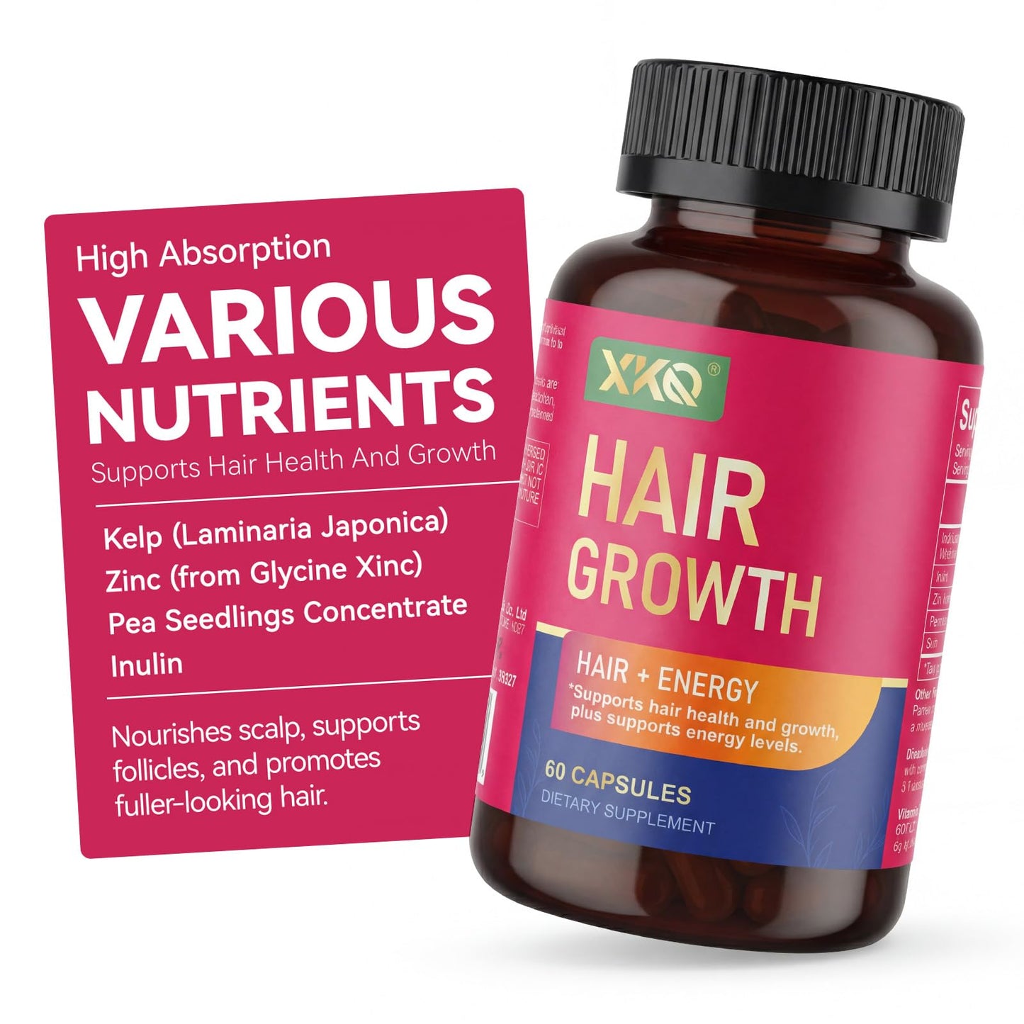 XKQ Hair Growth Supplements for Hair, Skin & Nails – Biotin & Vitamins