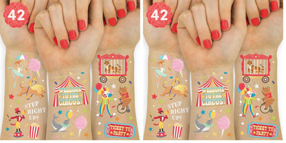 xo, Fetti Circus Party Temporary Tattoos — 42 Gold & Silver Foil Styles (Pack of 2)