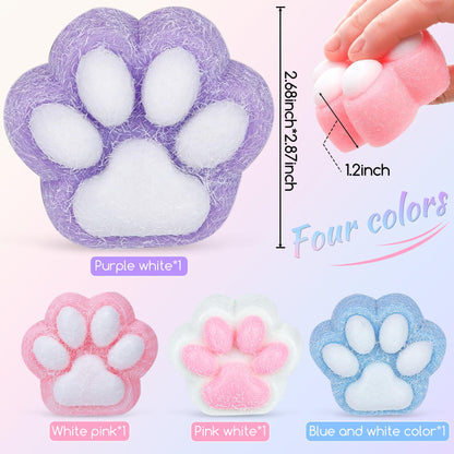 XPQKDC Stress Relief Cat Paw Toys — 4-Pack Soft Silicone Squeeze Toys