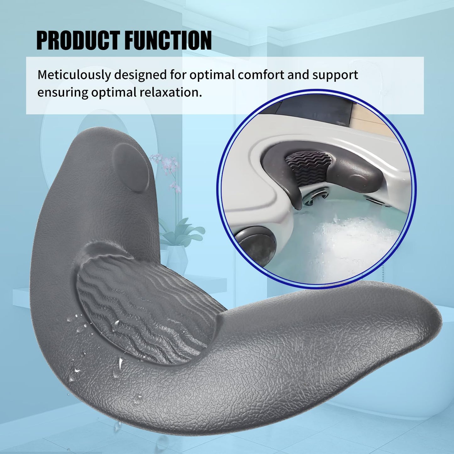 XQK Spa Neck Pillow Headrest, Charcoal Gray — Compatible with Artisean Island Spa Series, Tidal Fit & Tropic Seas Spas (Model 26-1304-85)