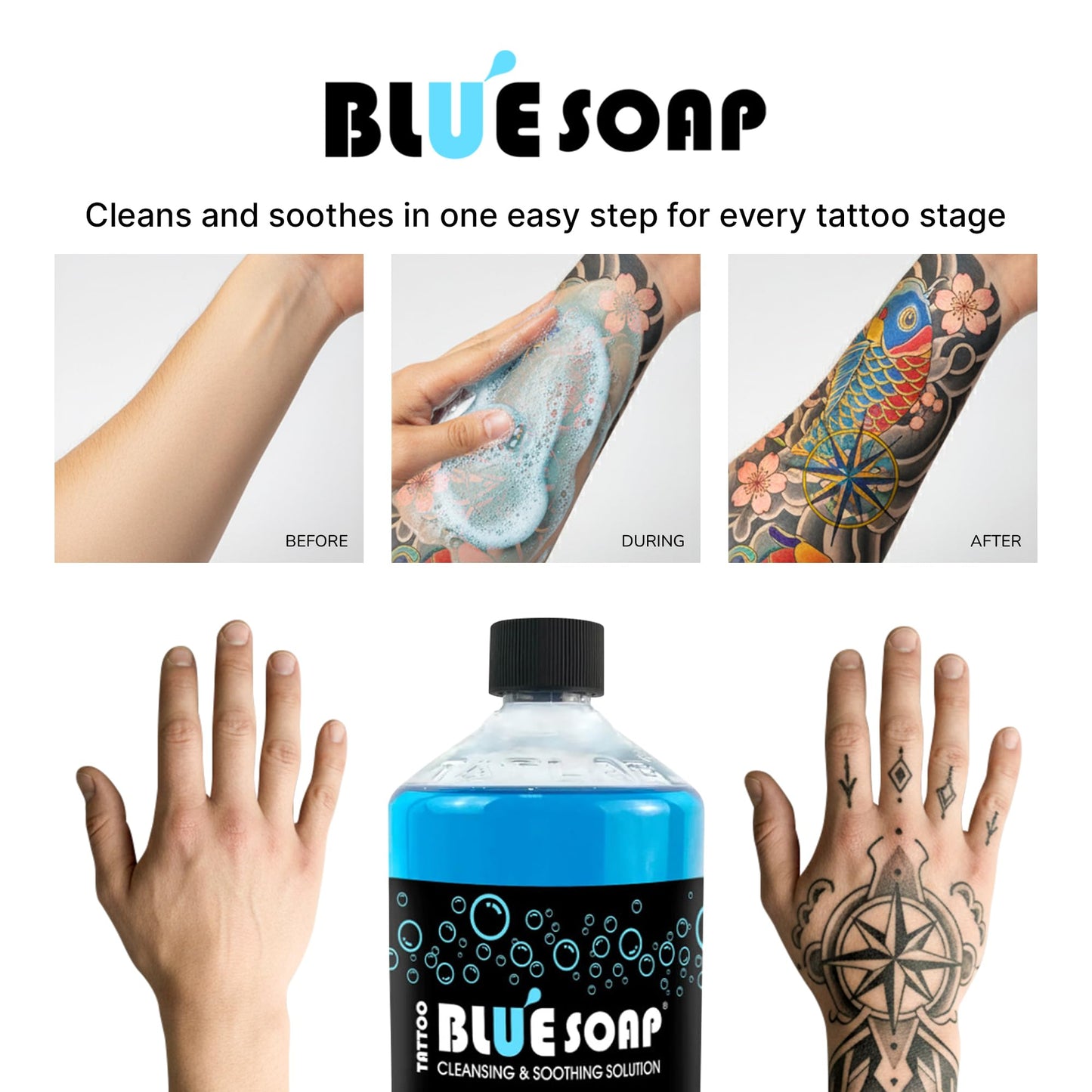 XTREME Blue Soap for Tattoo Procedure – 16.9oz (500ml) – Cleanse & Soothe Skin – Made in USA