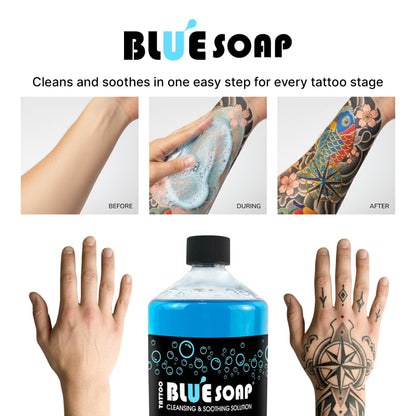 XTREME Blue Soap for Tattoo Procedure – 16.9oz (500ml) – Cleanse & Soothe Skin – Made in USA