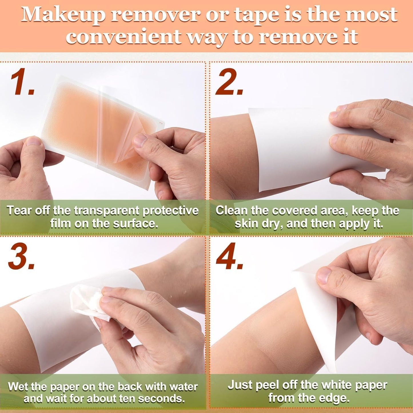 XUEVORIY Tattoo Cover Up Tape - Ultra-Thin Waterproof, Dark Skin Tone-14, 4 pcs