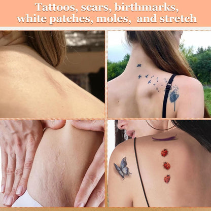 XUEVORIY Tattoo Cover Up Tape - Ultra-Thin Waterproof Patch for Tattoos, Scars & Birthmarks (4pcs, Fair Skin Tone)