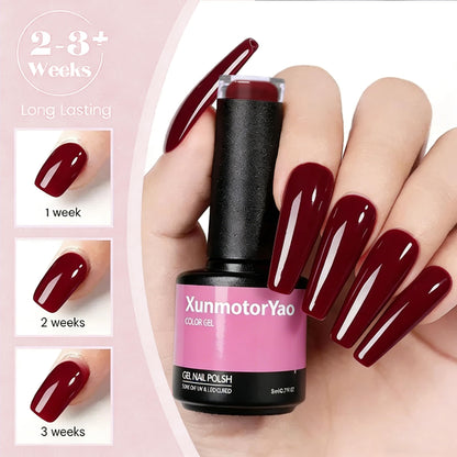 XunmotorYao Gel Nail Polish Set – 6 Colors Brown Orange Pink | Soak-Off UV/LED Nail Kit for DIY Nails