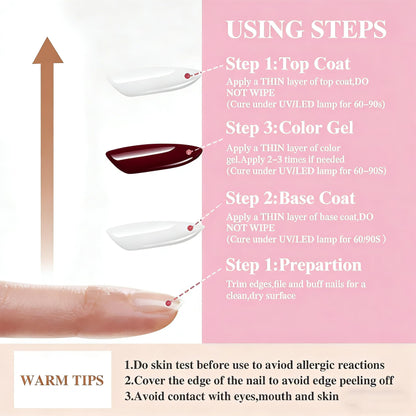XunmotorYao Gel Nail Polish Set – 6 Colors for Home Manicure | UV/LED Soak Off Kit
