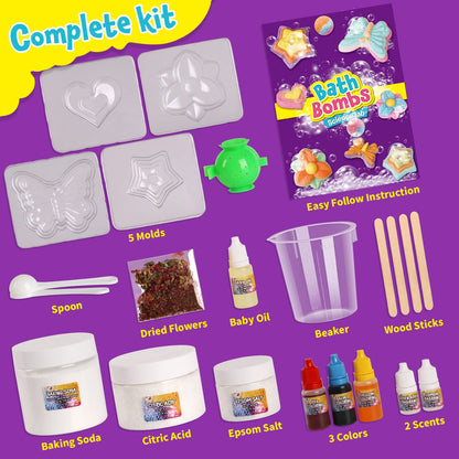 XX Bath Bombs Science Lab Kit — Create 10 Fizzy Bombs | STEM Craft Gift for Girls Aged 8-12