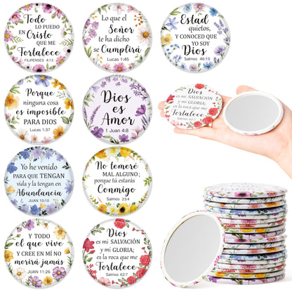 Y1tvei Spanish Flower Bible Mirrors — 36-Piece Pocket Scripture Set