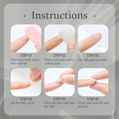 Yabonica 10PCS Handmade 3D Almond Press-On Nails Kit – Cat Eye, Thick Acrylic, Reusable Gel Tips