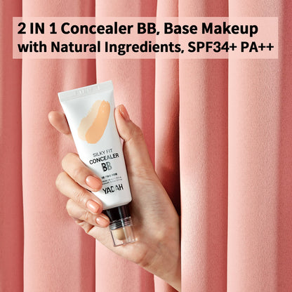 YADAH Silky Fit Concealer BB Cream (23 Natural Beige) – 2-in-1 Tinted Moisturizer & Concealer, Long-Lasting All-Day Wear