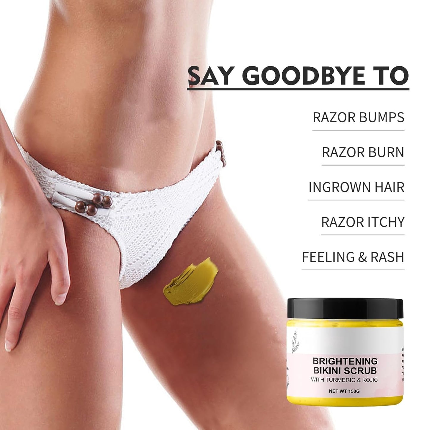 YAFUSIPE Bikini Area Exfoliator – Turmeric Kojic Scrub, 5.29 oz