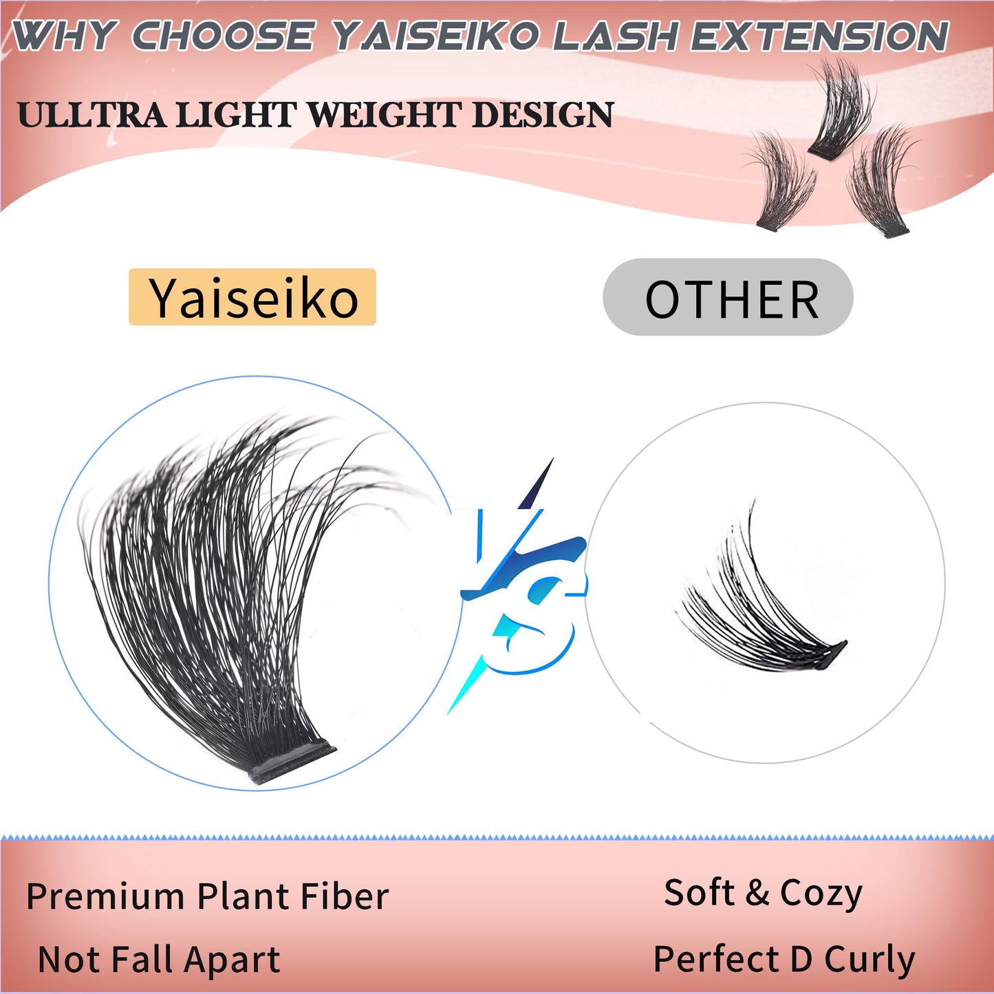 Yaiseiko Full Volume Lash Clusters 340Pcs 8-25mm | 300D D-Curl Bulk Lashes