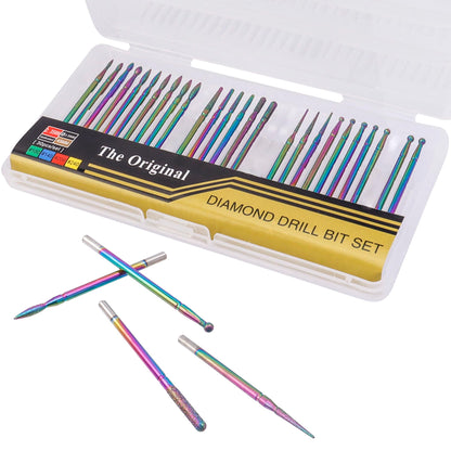 YAKAMOZ Professional Cuticle Nail Drill Bits – 30Pcs, 3/32 Inch Shank Diamond E File Set for Gel Polish, Acrylic & Cuticle Removal