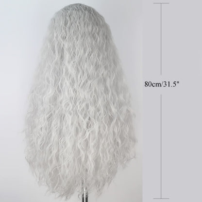 Yan Dream Long Silvery Old Lady Wig – Granny Witch Cosplay Hair for Women (Halloween)