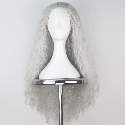 Yan Dream Long Silvery Old Lady Wig – Granny Witch Cosplay Hair for Women (Halloween)